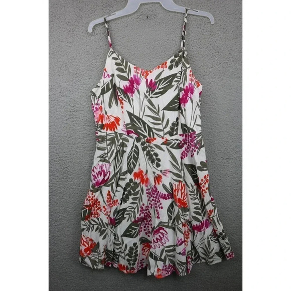 Old Navy Cami Sundress Size Large Jrs. White w/Florals - Picture 1 of 9